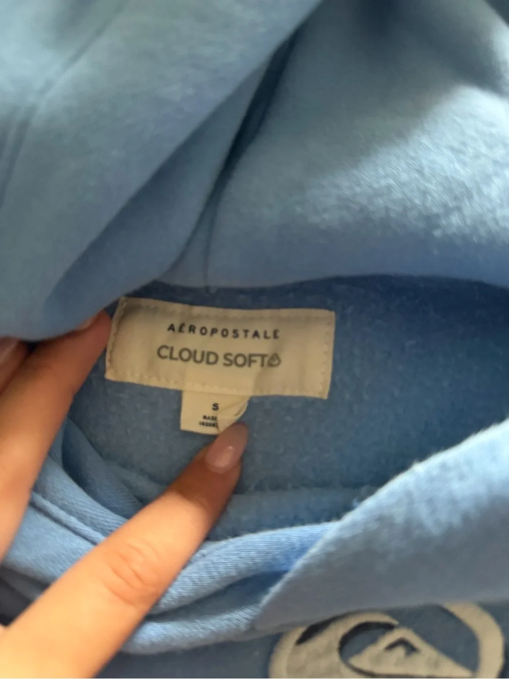 Aeropostale Light Blue Hoodie with Floral Sleeve Prints
